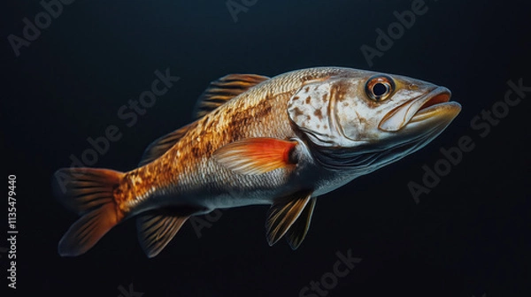 Fototapeta Studio Shot of Fish - Fresh and Pristine Catch in Focus