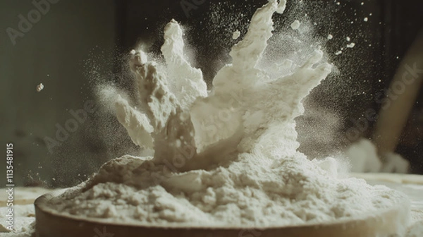 Fototapeta Studio Shot of Flour - Fine and Versatile Baking Essential in Focus
