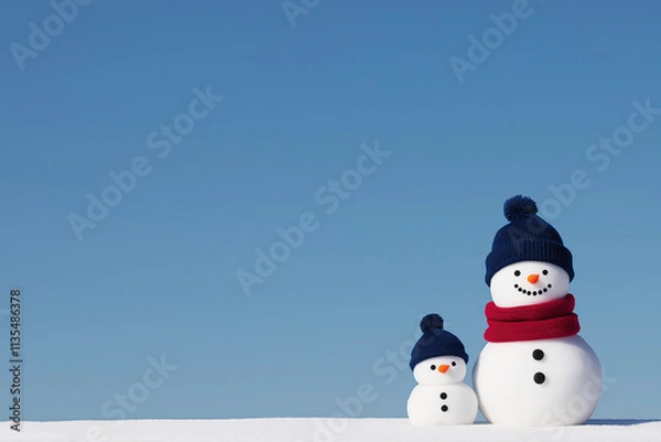 Fototapeta Two Snowmen in Winter Setting
