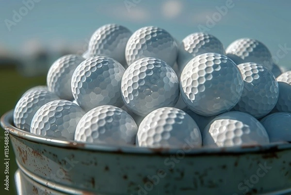Fototapeta High Quality Visual of Bucket Filled with Golf Balls on the Course