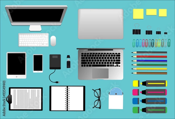 Obraz Workplace concept office table with tools