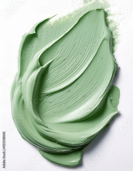 Fototapeta Swirled pale green clay mask, smooth texture.