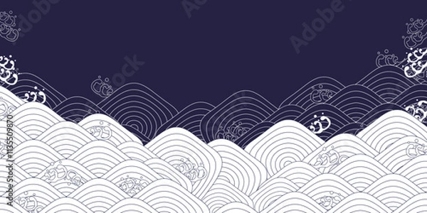 Fototapeta 波　海　和柄　模様　背景	
