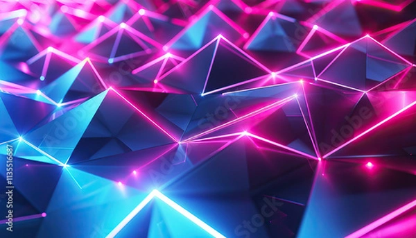 Fototapeta Interconnected Pyramidal Network with Neon Illumination