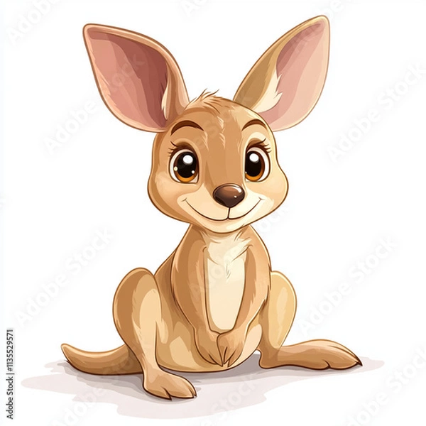 Fototapeta cute baby kangaroo in playful pose, illustrated in cartoon style