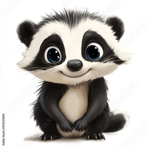 Fototapeta Cute baby panda character with big eyes and friendly smile