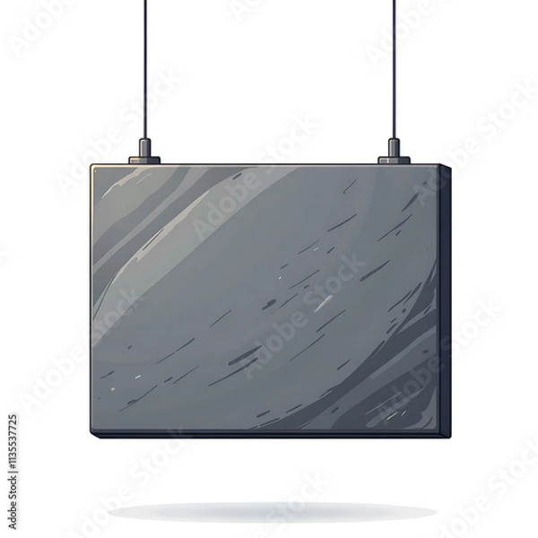 Fototapeta Minimalist slate sign suspended by cables in a clean, modern style, digital art of abstract concept.