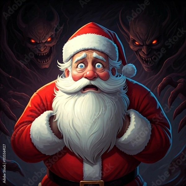 Obraz scared santa with evil demons