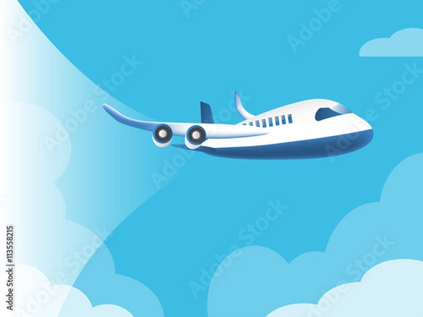 Obraz airplane in the beautiful blue sky background with copy space