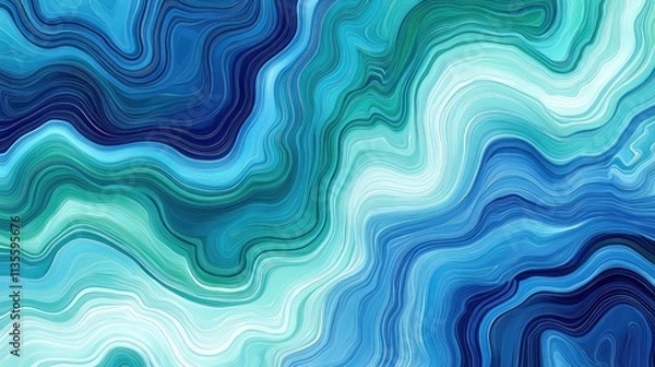 Fototapeta Abstract Ocean Swirls in Blue and Green Tones for Background Use