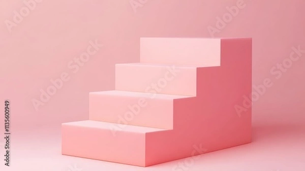 Fototapeta Pink Minimalist Staircase on Soft Background with Subtle Lighting