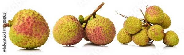 Obraz Fresh lychee (Litchi chinensis) isolated on white background