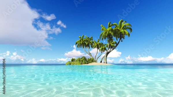 Fototapeta Corals Island Sea 3D rendering