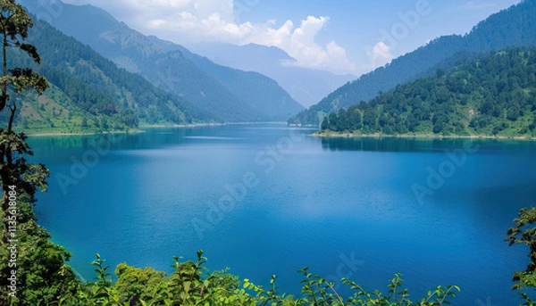 Fototapeta Mountain Lake and Forest Landscape