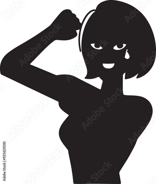 Fototapeta A vector illustration of a woman doing a fitness pose, possibly a push-up, with the text "Active Woman" above her. The background is white.