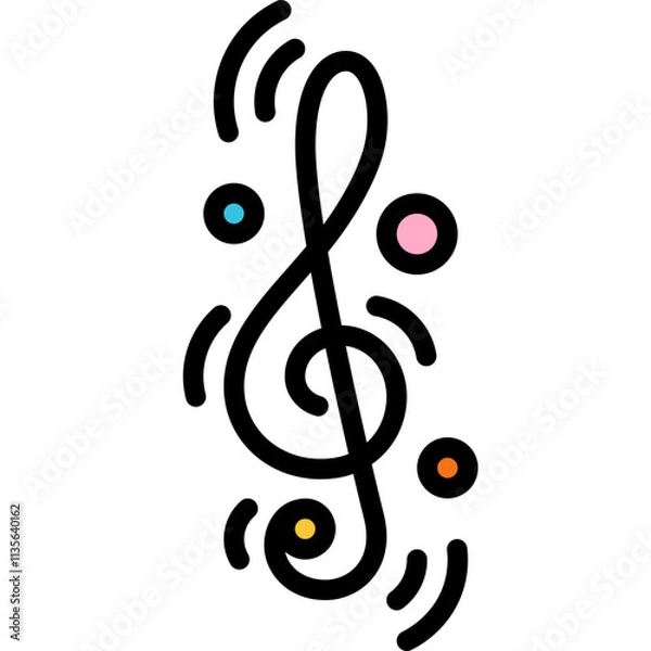 Obraz g clef music note vibrate or move like rhythm or cadence filled outline icon
