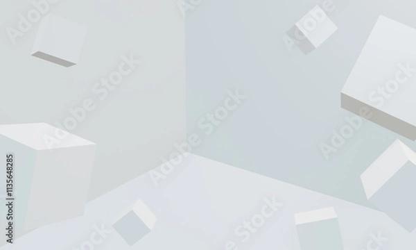 Obraz 白い立方体が漂う空間