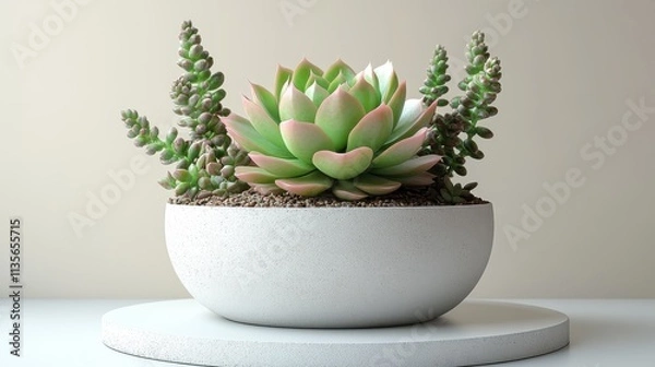 Fototapeta succulent in a pot on a light background