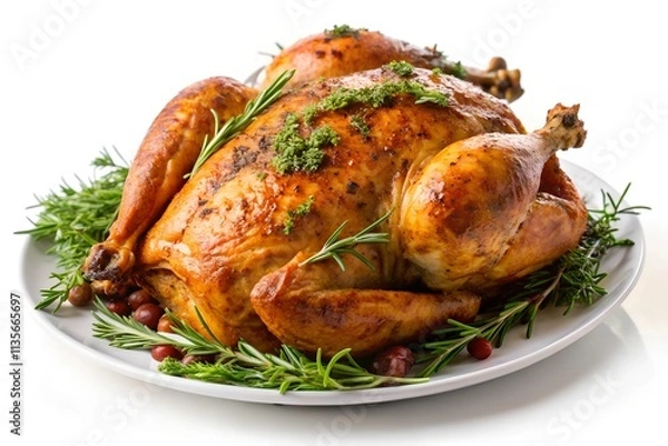 Obraz Grilled chicken with lettuce and vegetables isolated