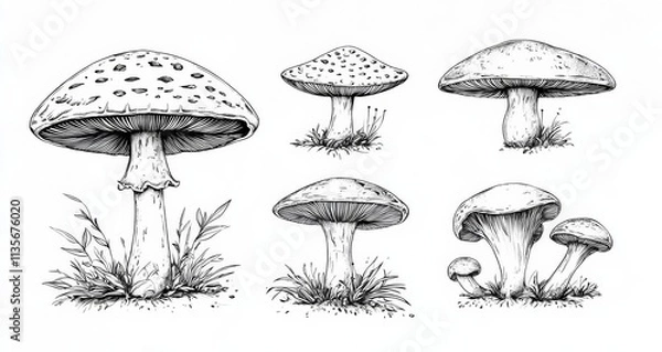 Obraz Hand drawn mushrooms
