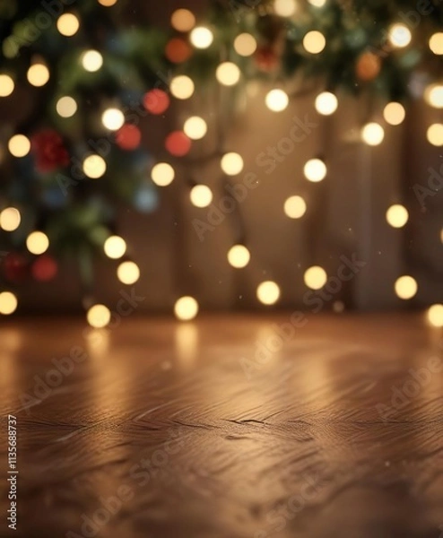 Fototapeta Abstract blurred background of Christmas lights creating a warm and cozy atmosphere, bright, soft focus