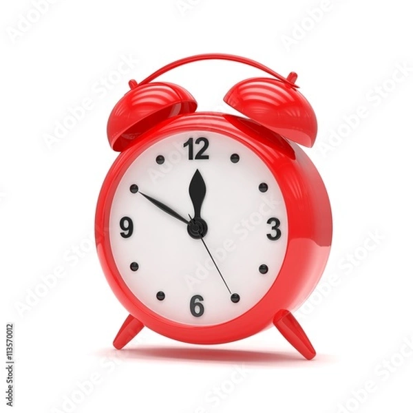 Fototapeta red alarm clock on white. 3d rendering.