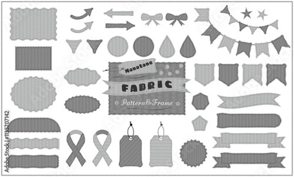 Obraz ファブリック（フレーム＆パターン）モノトーン（リボン・ガーランド・タグ・矢印）