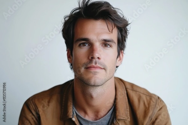 Fototapeta Portrait of a Young Man with Casual Style and Confident Expression