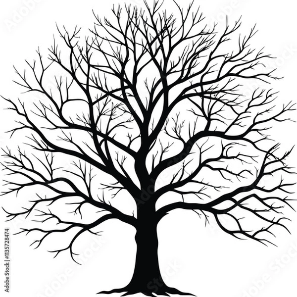 Fototapeta bare tree silhouette vector illustration