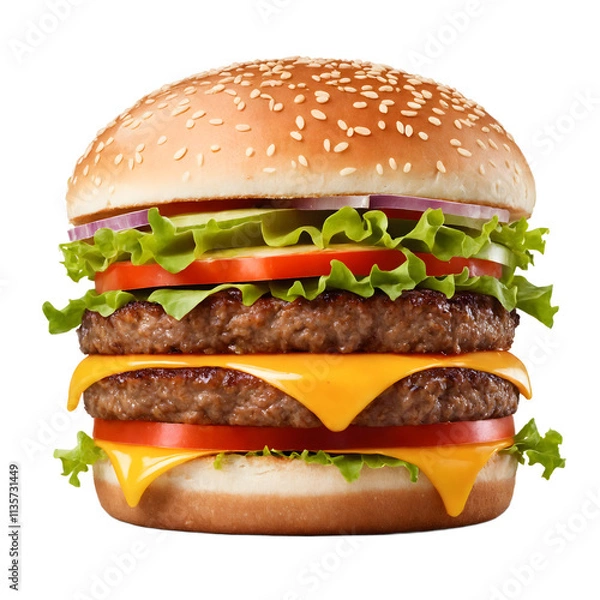 Obraz double cheese burger isolated