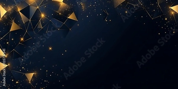 Fototapeta Abstract dark blue and gold polygon background banner design, Generative Ai