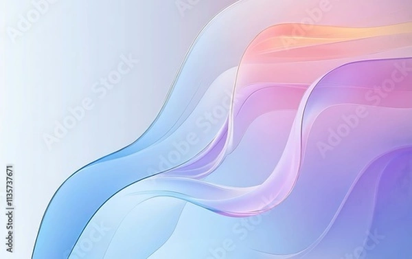 Fototapeta Flowing gradient transparent multilayer glass background, 3d rendering, Generative Ai