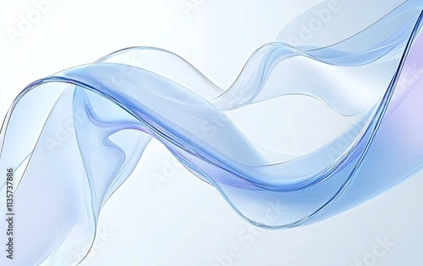 Fototapeta Flowing gradient transparent multilayer glass background, 3d rendering, Generative Ai