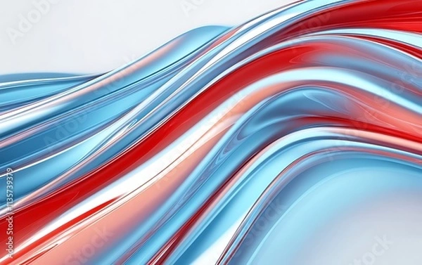Fototapeta Flowing curve lines background, 3d rendering, Generative Ai