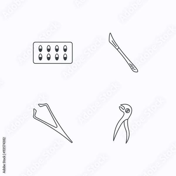 Obraz Scalpel, capsules and dental pliers icons.