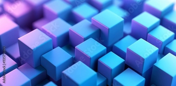 Obraz Abstract 3D Cubes Background Purple Blue Gradient