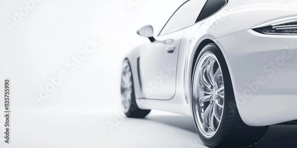 Fototapeta A sleek car showcased against a minimalist white studio background.