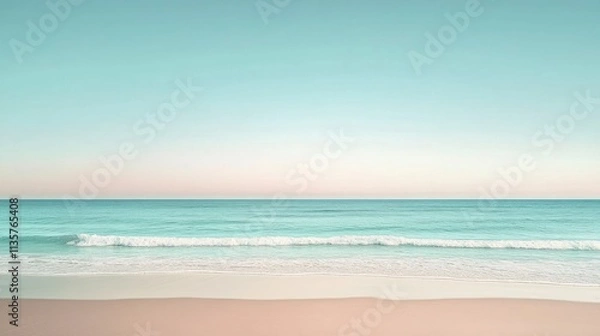 Fototapeta Serene ocean waves meet tranquil sandy beach