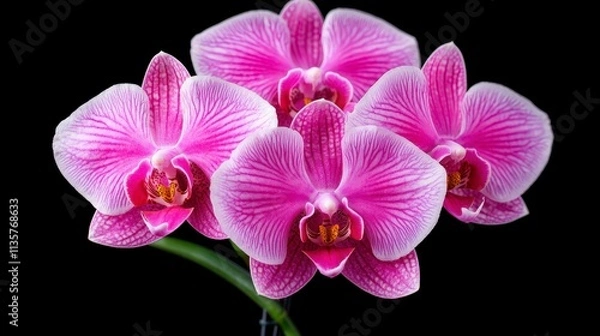 Fototapeta Vibrant Pink Phalaenopsis Orchids Blooming in Darkness
