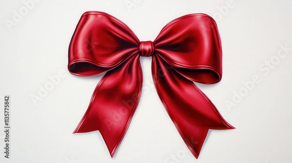 Obraz A festive red ribbon bow with symmetrical loops and tails