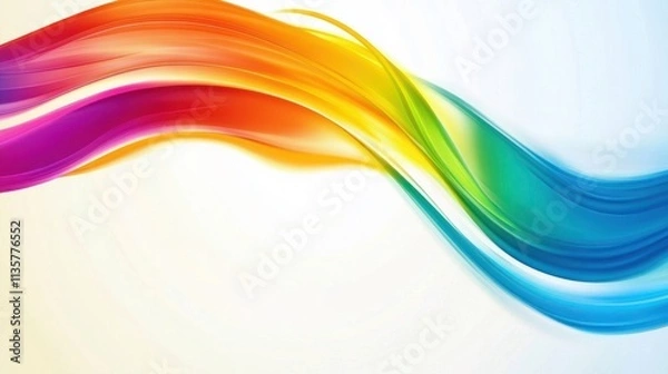 Fototapeta Abstract Rainbow Waves Flowing Across White Background
