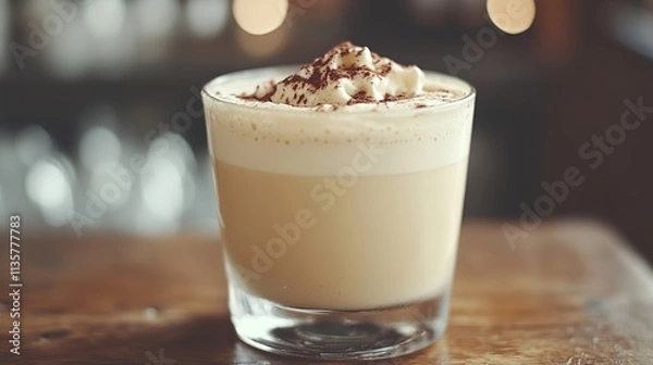 Fototapeta Creamy Coffee Latte with Cocoa Powder