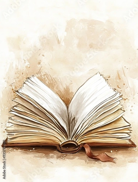 Obraz Open Book Watercolor Illustration