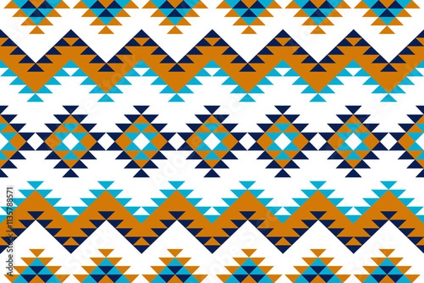 Obraz Ikat seamless pattern. Native ornament. Ethnic  decor style. It Boho geometric ornament. Vector seamless pattern. Mexican blanket, rug. Woven carpet