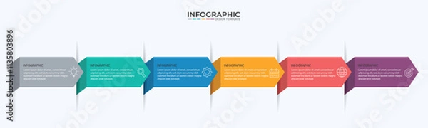 Fototapeta Vector Infographic label design template with icons and 6 options or steps