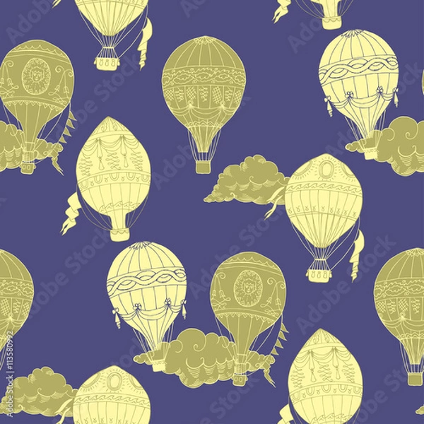 Obraz Seamless Pattern with Hot Air Balloons 