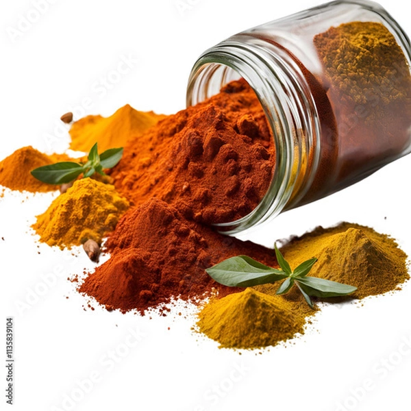 Fototapeta A Colorful Spice Explosion of Paprika, Turmeric, and Herbs