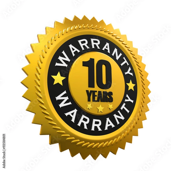 Obraz 10 Years Warranty Sign. 3D rendering