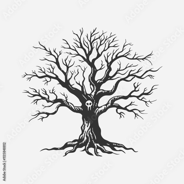 Obraz Creepy Tree Silhouette Isolated vector illustration