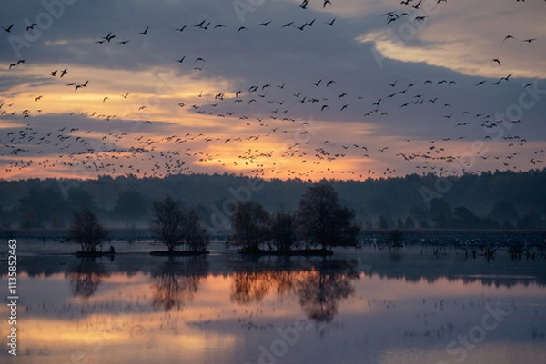 Obraz Kraniche im Flug